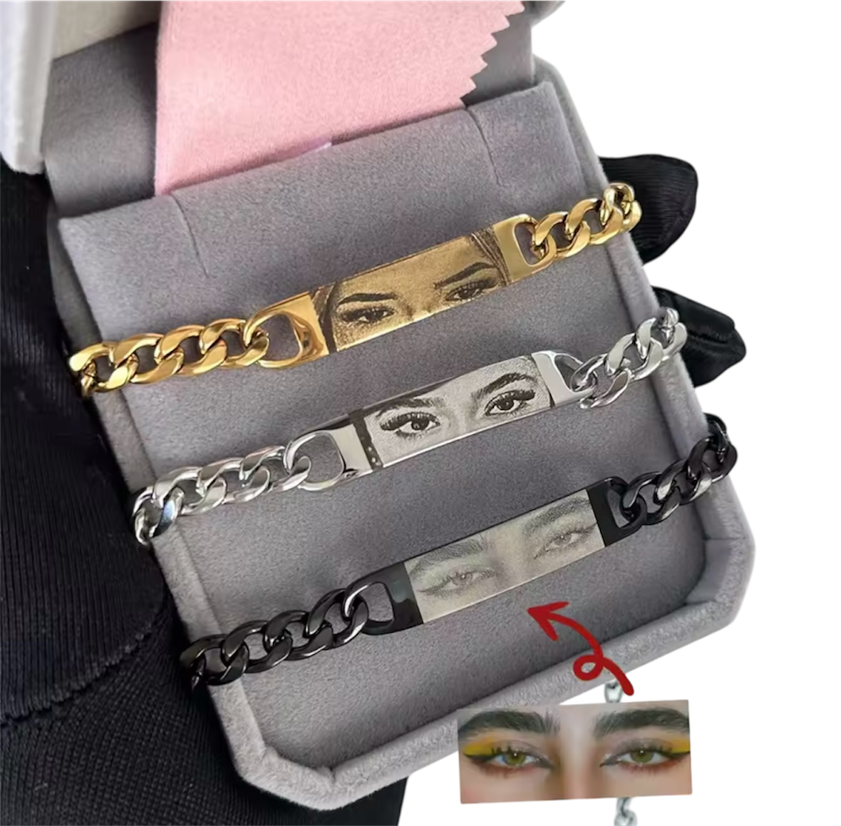 Custom Photo Engraved Bracelet – Eyes Edition