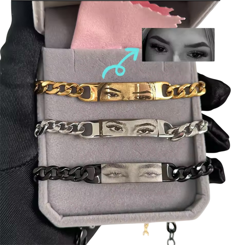 Custom Photo Engraved Bracelet – Eyes Edition