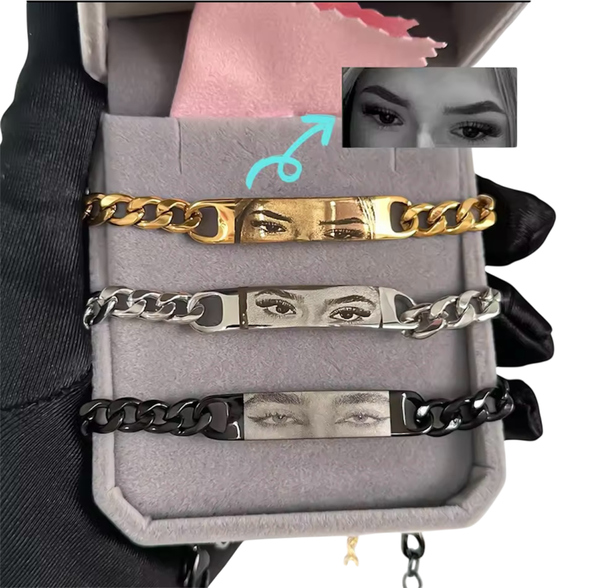 Custom Photo Engraved Bracelet – Eyes Edition